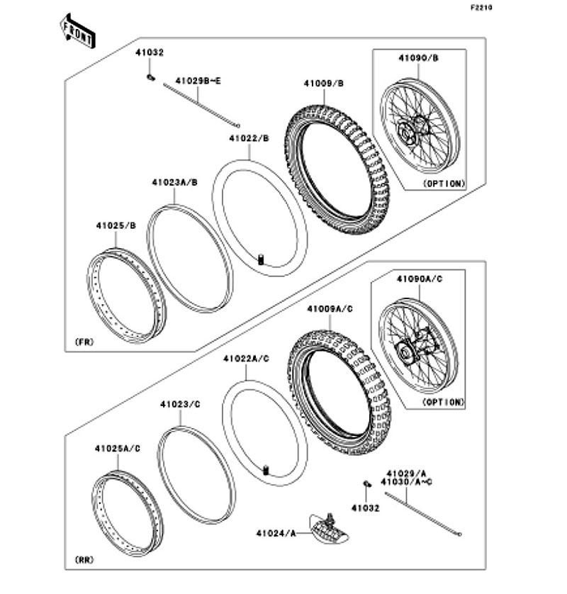 Kawasaki カワサキ 純正部品 41025-0131-WC リム、FR、1.40X17、ブラック