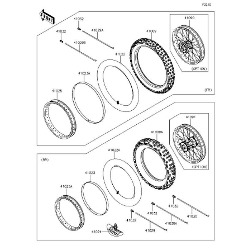 Kawasaki カワサキ 純正部品 41025-0336-WC リム、RR、1.60X14、ブラック