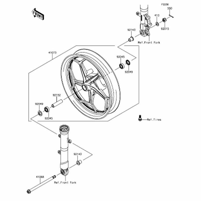 Kawasaki カワサキ 純正部品 41073-0604-R2 ホイールアッシ、FR、ブラック