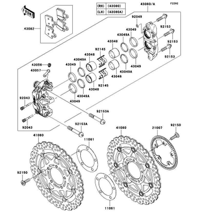 Kawasaki カワサキ 純正部品 41080-0102-5C ディスク、FR、ハウジングブラック+ディスクシルハ