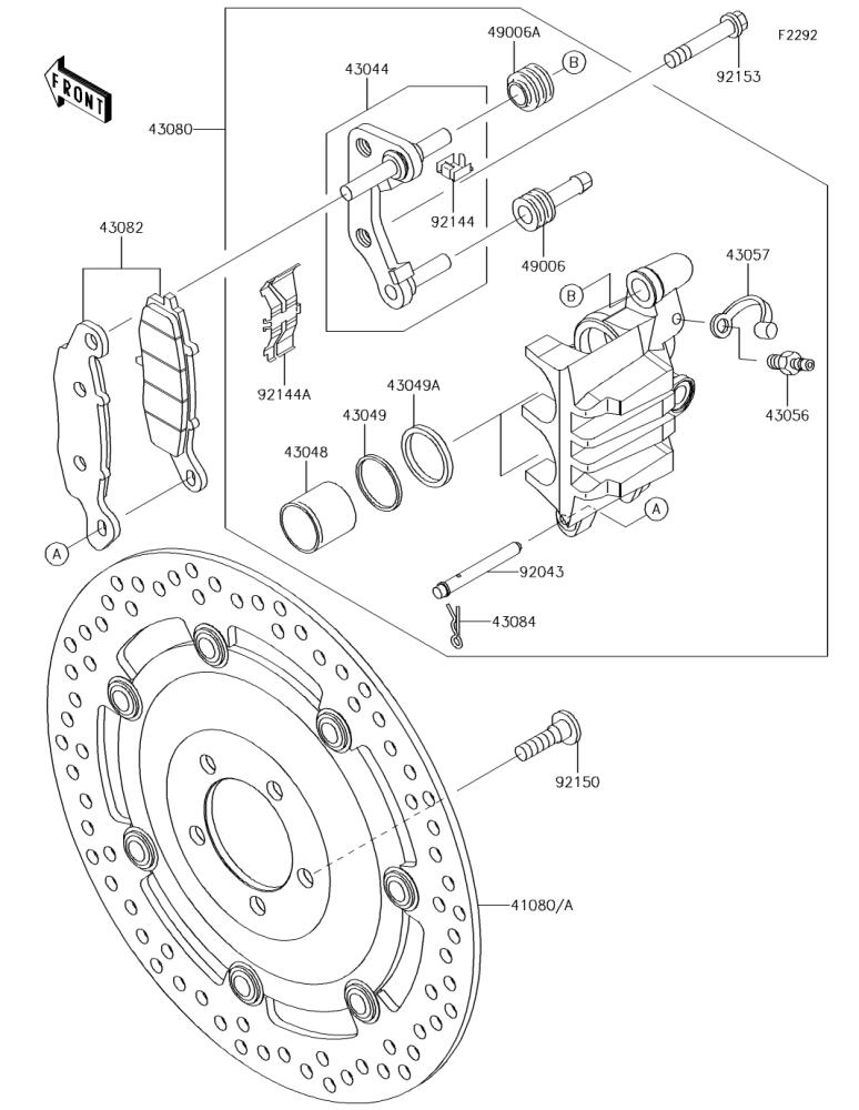 Kawasaki カワサキ 純正部品 41080-0603-5C ディスク、FR、ブラック+シルバー