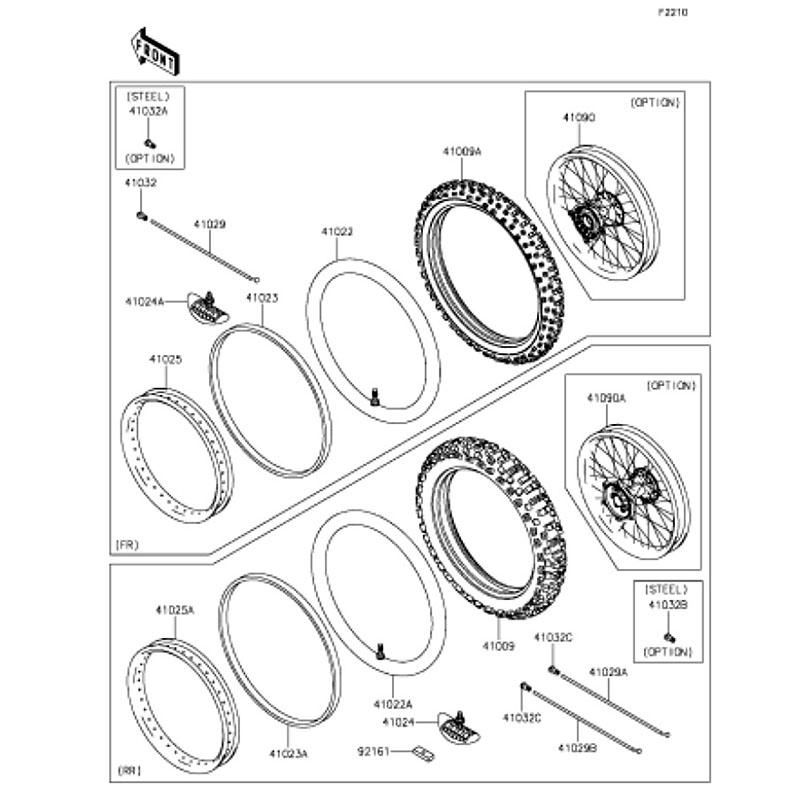 Kawasaki カワサキ 純正部品 41090-0080-WC ホイール、FR、1.60X21、アルミニップル、ブラック