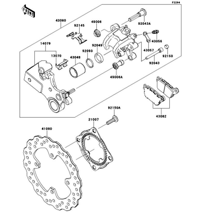 Kawasaki カワサキ 純正部品 43080-0097-DJ キャリパサブアッシ、RR、ブラック