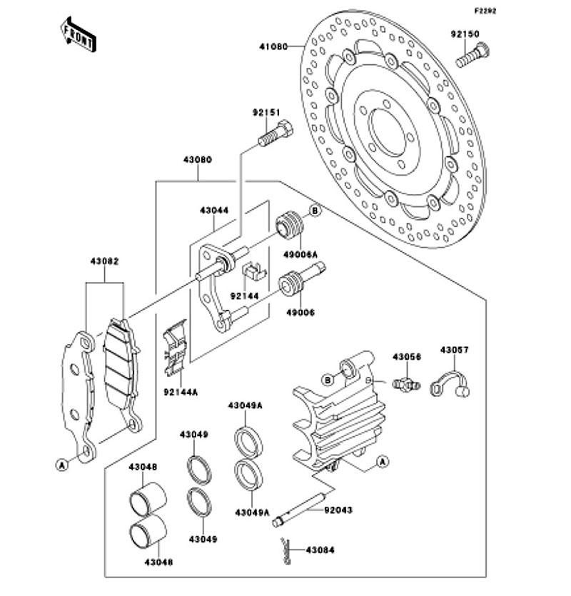 Kawasaki カワサキ 純正部品 43080-5028-DJ キャリパサブアッシ、FR、RH、ブラック