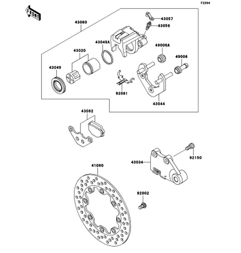 Kawasaki カワサキ 純正部品 43080-5075-GN キャリパサブアッシ、RR、シルバー