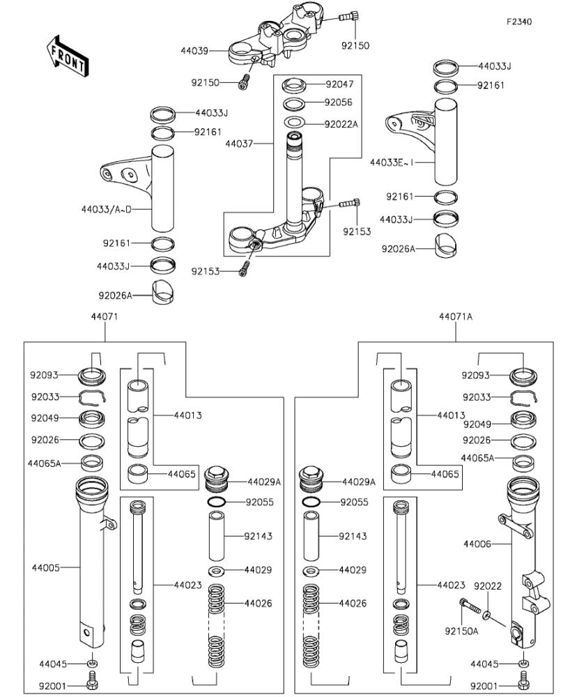 Kawasaki カワサキ 純正部品 44033-0072-53H カバー(フォーク)、LH、ブルー