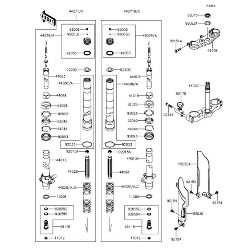 Kawasaki カワサキ 純正部品 44037-0139-21 ホルダ(フォークアンダ)、ブラック