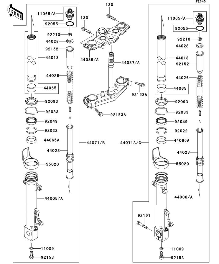 Kawasaki カワサキ 純正部品 44039-0080-26M ホルダ(フォークアッパ)、グレー