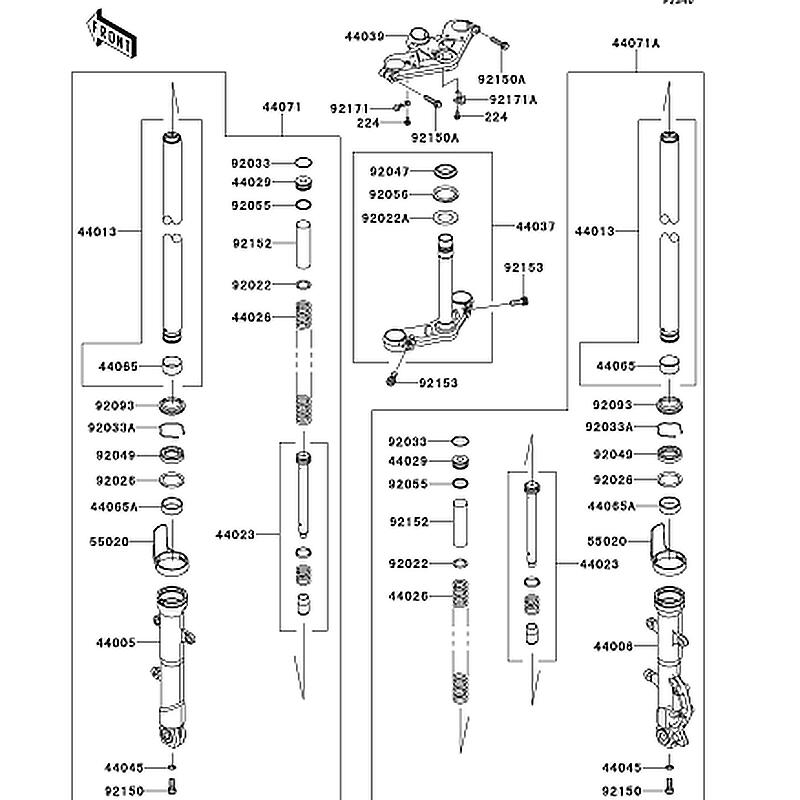 Kawasaki カワサキ 純正部品 44071-0824-18R ダンパアッシ、LH、ブラック