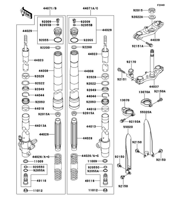 Kawasaki カワサキ 純正部品 44071-5130 ダンパアッシ、フォーク、RH