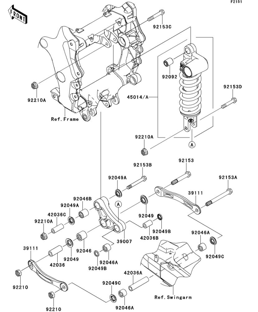 Kawasaki カワサキ 純正部品 45014-0394-458 ショックアブソーバ、シルバー