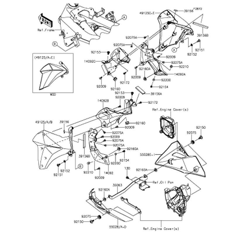 Kawasaki カワサキ 純正部品 49125-0584-739 シュラウド、LH、ブラック