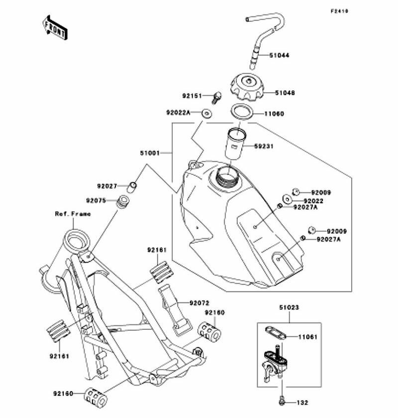 Kawasaki カワサキ 純正部品 51001-1677-6Z タンクコンプ(フューエル)、ブラック
