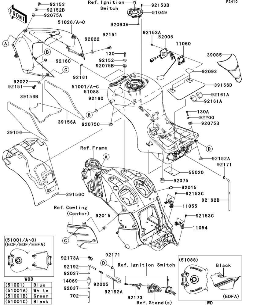 Kawasaki カワサキ 純正部品 51026-0007-19A タンクカバー、フエール、ブルー 19,292円