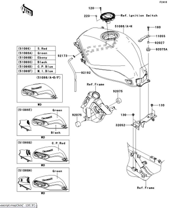 Kawasaki カワサキ 純正部品 51086-5014-H1 タンクコンプフューエル、レツド