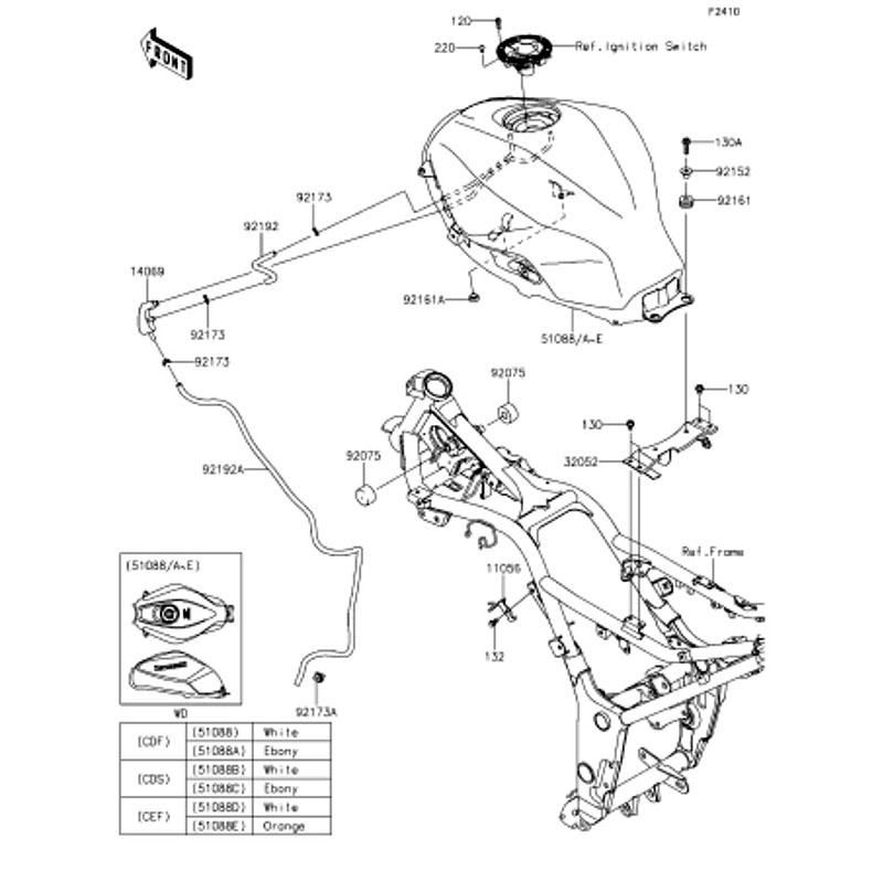 Kawasaki カワサキ 純正部品 51088-5121-15S タンクコンプフューエル、ホワイト