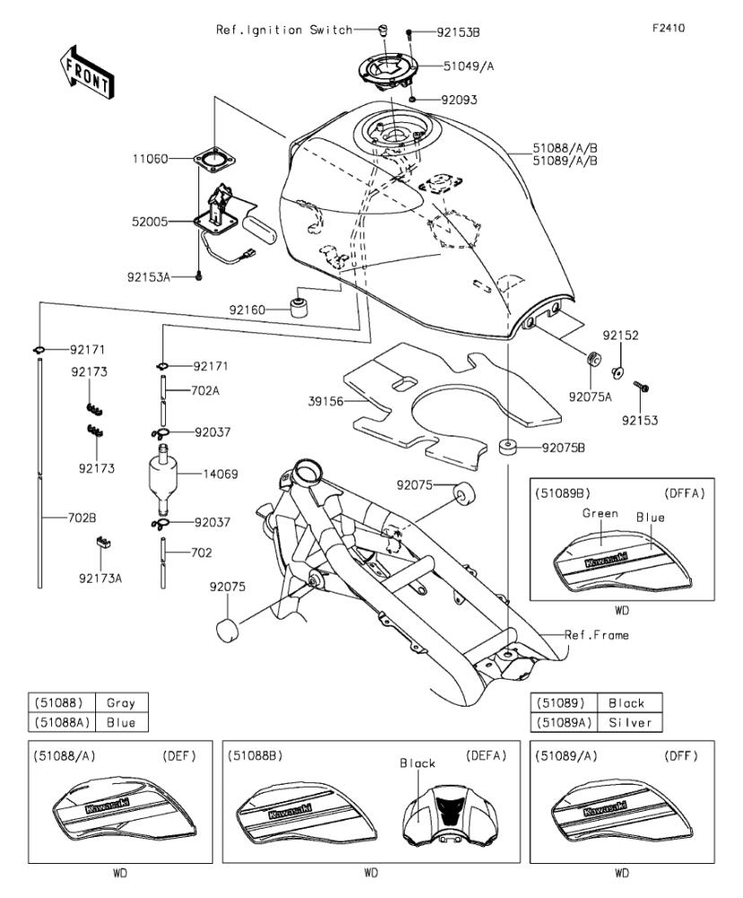Kawasaki カワサキ 純正部品 51089-5159-660 タンクコンプフューエル、ブラック