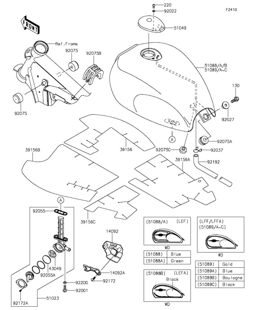 Kawasaki カワサキ 純正部品 51089-5217-217 タンクコンプフューエル、ゴールド