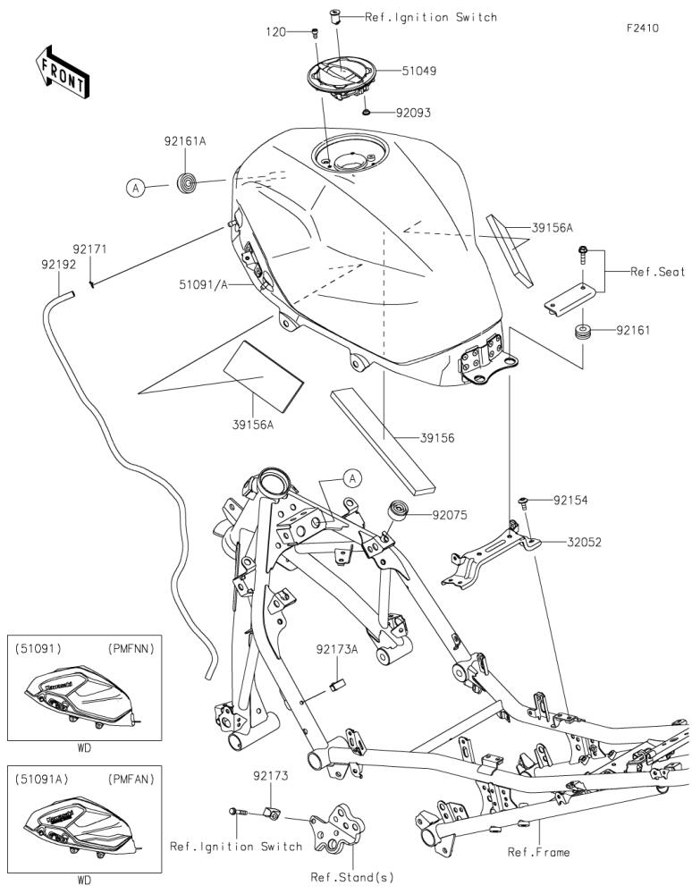 Kawasaki カワサキ 純正部品 51091-5372-777 タンクコンプ(フューエル)、L.グリーン