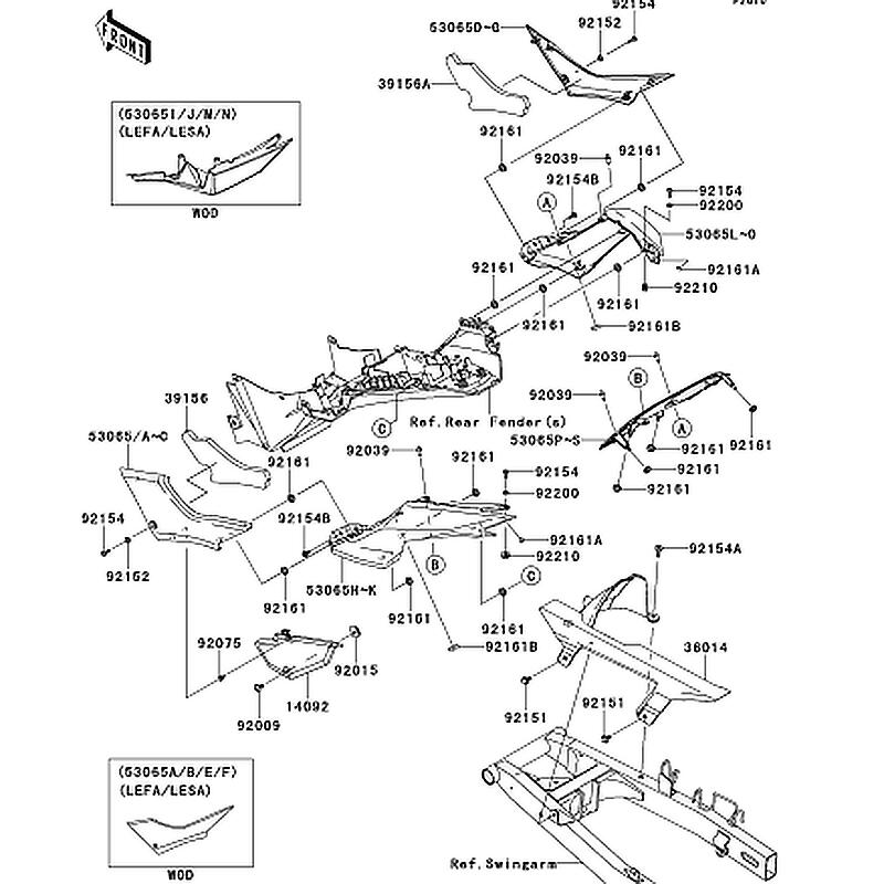 Kawasaki カワサキ 純正部品 53065-0061-15T シートカバー、テール、RH、オレンジ