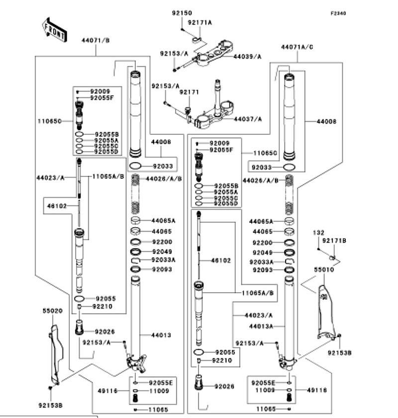 Kawasaki カワサキ 純正部品 55020-0172-RZ ガード、フォーク、LH、ホワイト