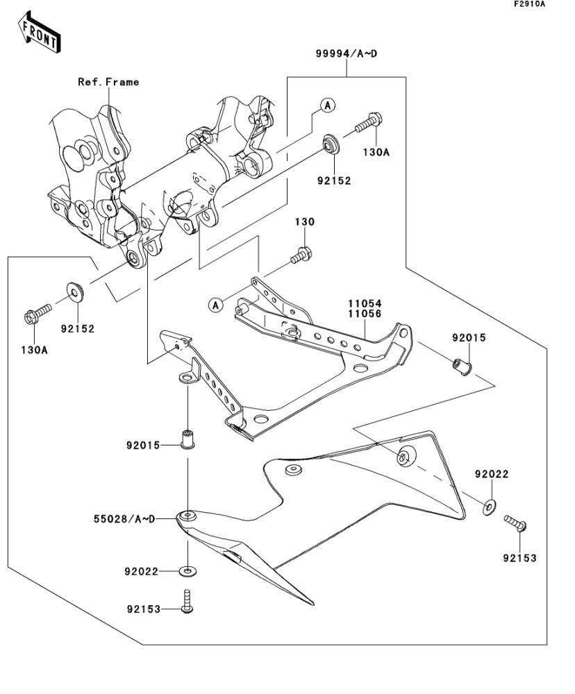 Kawasaki カワサキ 純正部品 55028-0063-18T カウリング、LWR、RR、ブラック