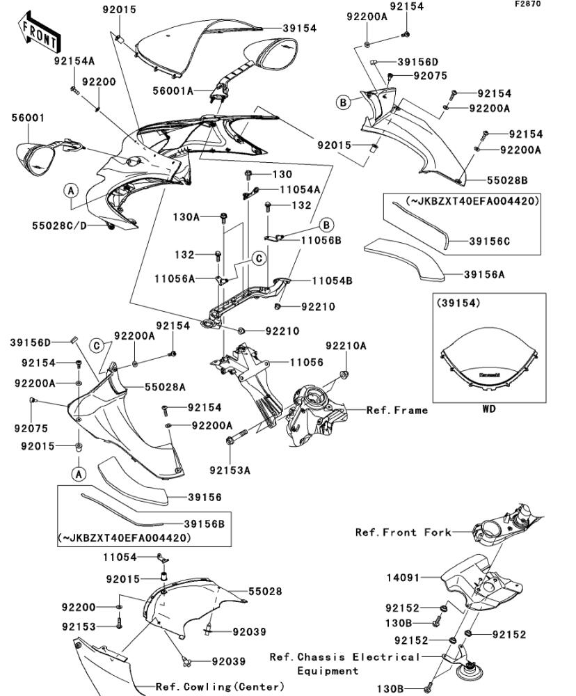 Kawasaki カワサキ 純正部品 55028-0438-660 カウリング、UPP、ブラック