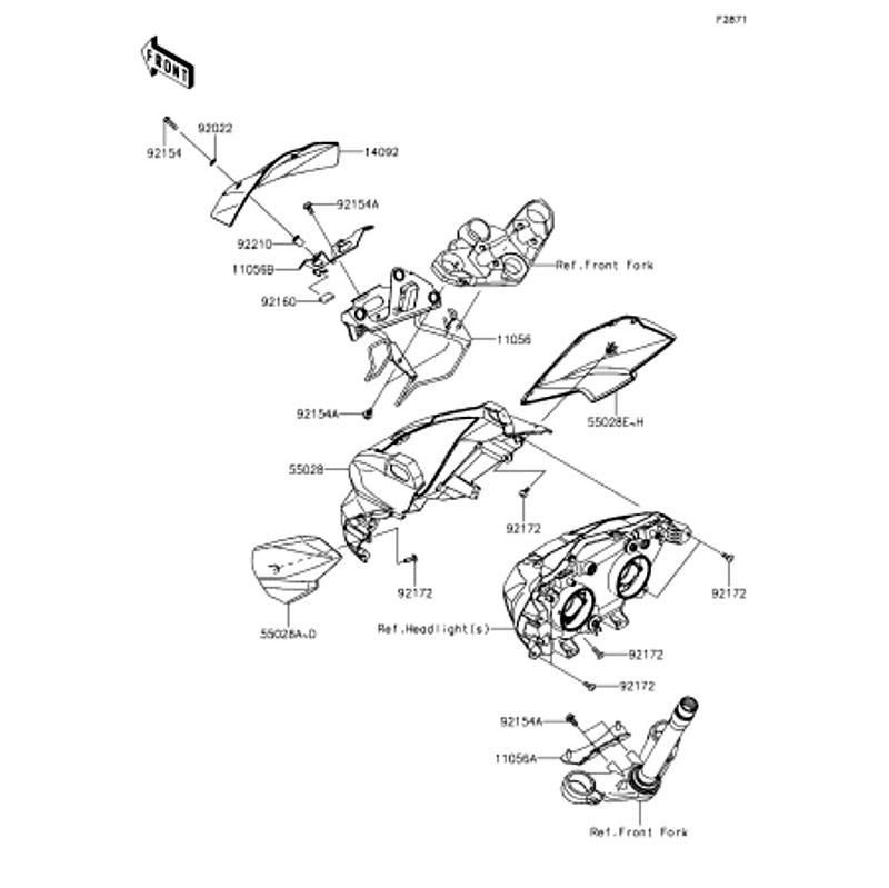 Kawasaki カワサキ 純正部品 55028-0461-15S カウリング、UPP、RH、ホワイト