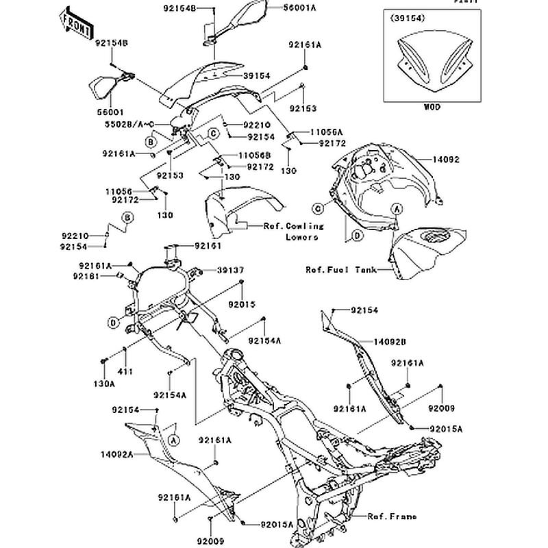 Kawasaki カワサキ 純正部品 55028-0496-15T カウリング、UPP、オレンジ