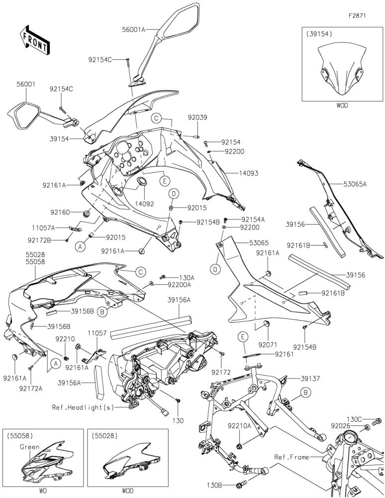 Kawasaki カワサキ 純正部品 55058-5410-777 カウリング、UPP、L.グリーン