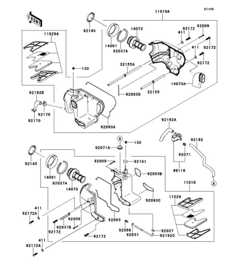 Kawasaki カワサキ 純正部品 11010-0973 フィルタアッシ(エア)、RH