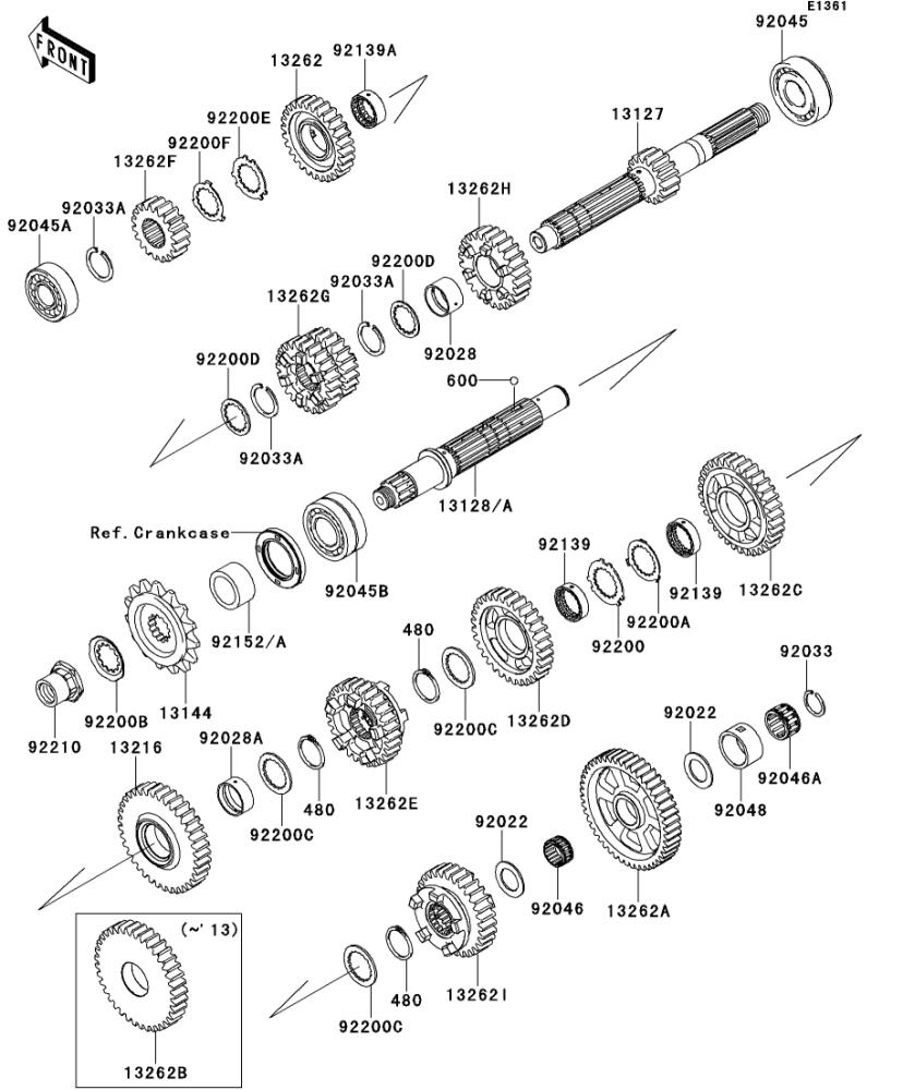 Kawasaki カワサキ 純正部品 13262-1522 ギヤ、インプット5TH、26T