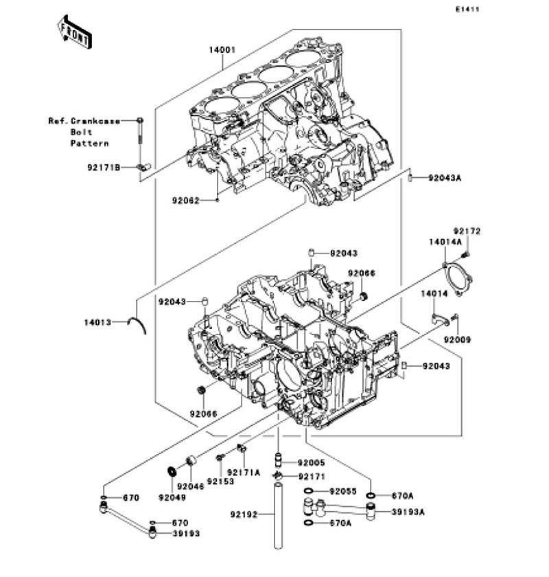 Kawasaki カワサキ 純正部品 14001-0648 セット(クランクケ-ス)