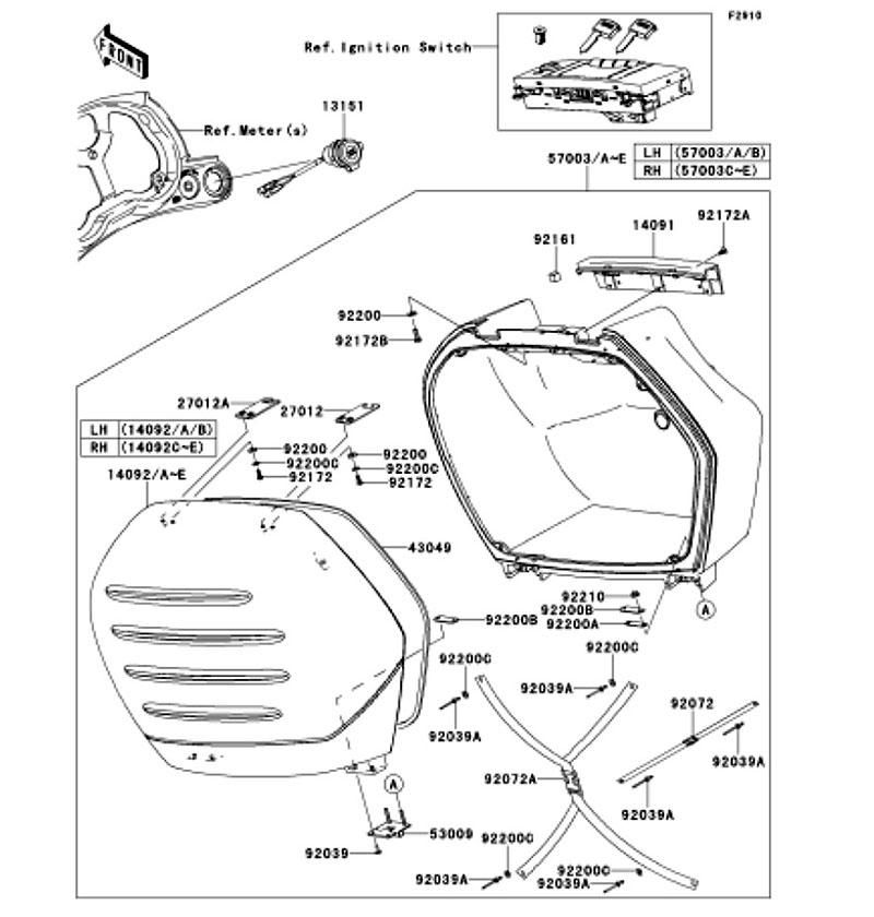 Kawasaki カワサキ 純正部品 14092-0122-33M カバー、サイド バツグ、LH、レツド