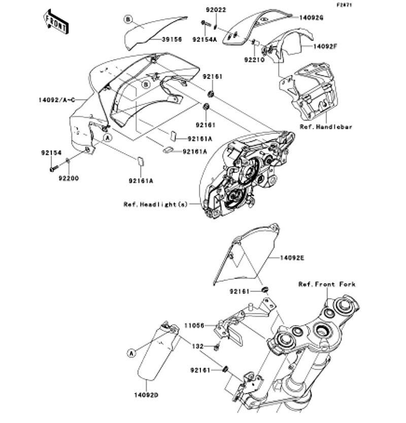 Kawasaki カワサキ 純正部品 14092-0734-35E カバー、ヘッド ランプ、イエロー