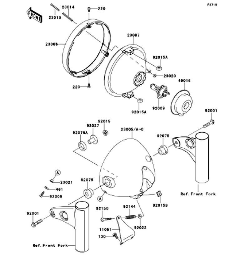 Kawasaki カワサキ 純正部品 23005-0029-27Y ボディコンプ(ヘッドランプ)、グレー