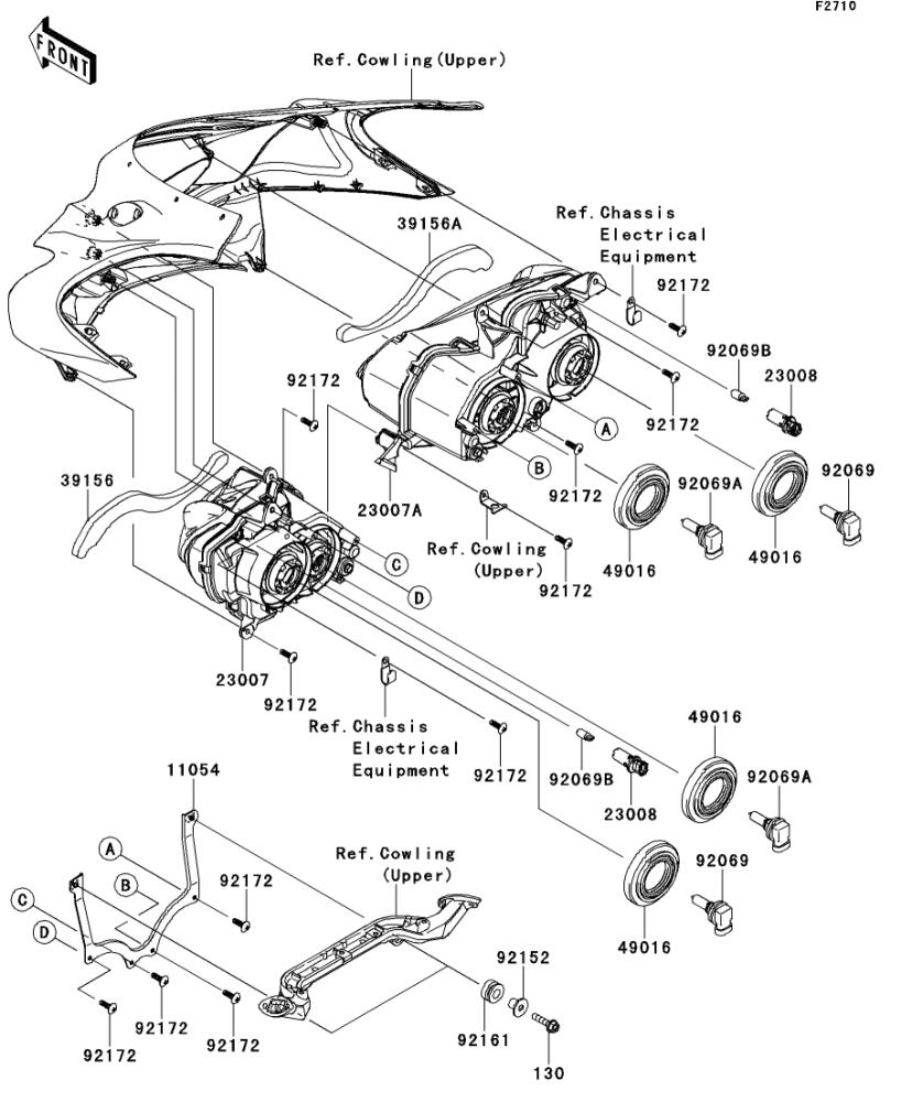 Kawasaki カワサキ 純正部品 23007-0223 レンズコンプ、ヘッドランプ、RH