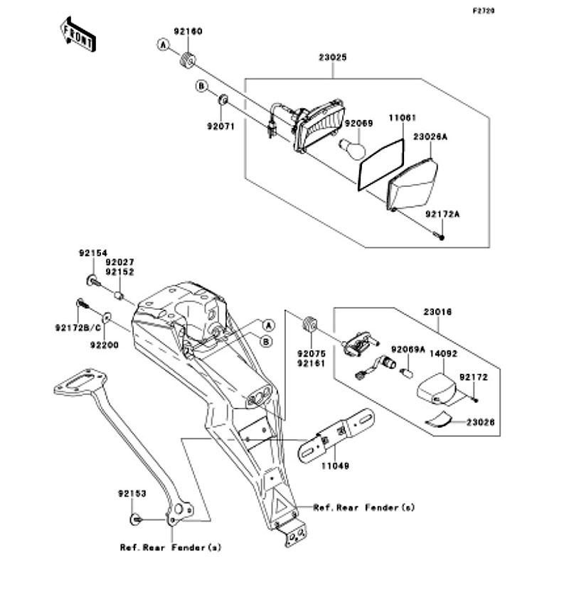 Kawasaki カワサキ 純正部品 23025-0392 ランプ(テール)