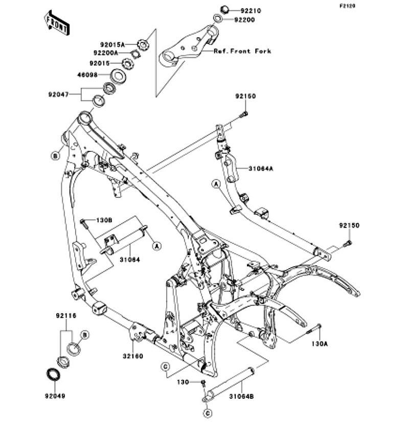 Kawasaki カワサキ 純正部品 31064-0047-18R パイプコンプ、フロント クロス、ブラック 6,181円