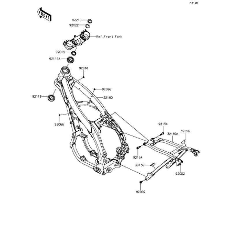 Kawasaki カワサキ 純正部品 32160-0857 フレームコンプ、メイン
