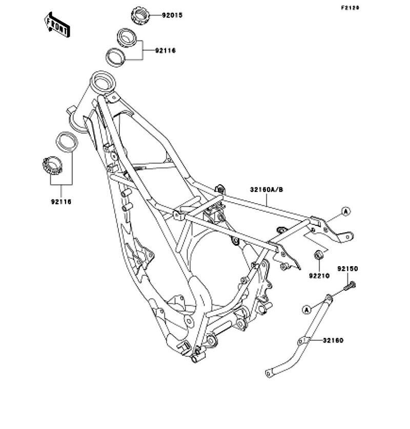 Kawasaki カワサキ 純正部品 32160-1673-18R フレーム コンプ、メイン、ブラック