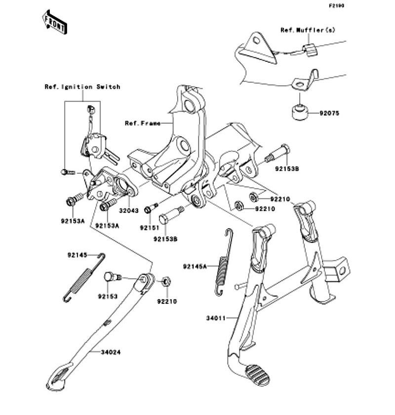 Kawasaki カワサキ 純正部品 34024-0033-18R スタンド(サイド)、ブラック
