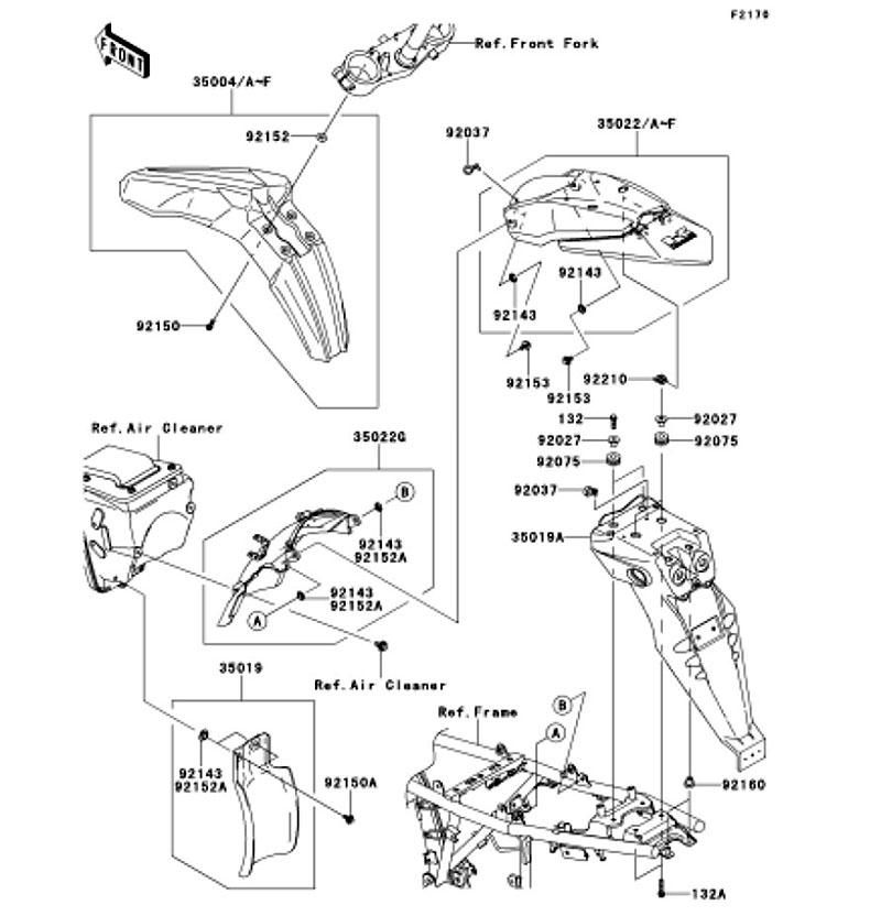 Kawasaki カワサキ 純正部品 35004-0087-266 フェンダ(フロント)、ホワイト