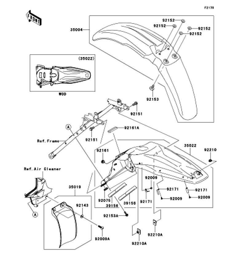 Kawasaki カワサキ 純正部品 35022-0046-290 フェンダコンプ(リヤ)