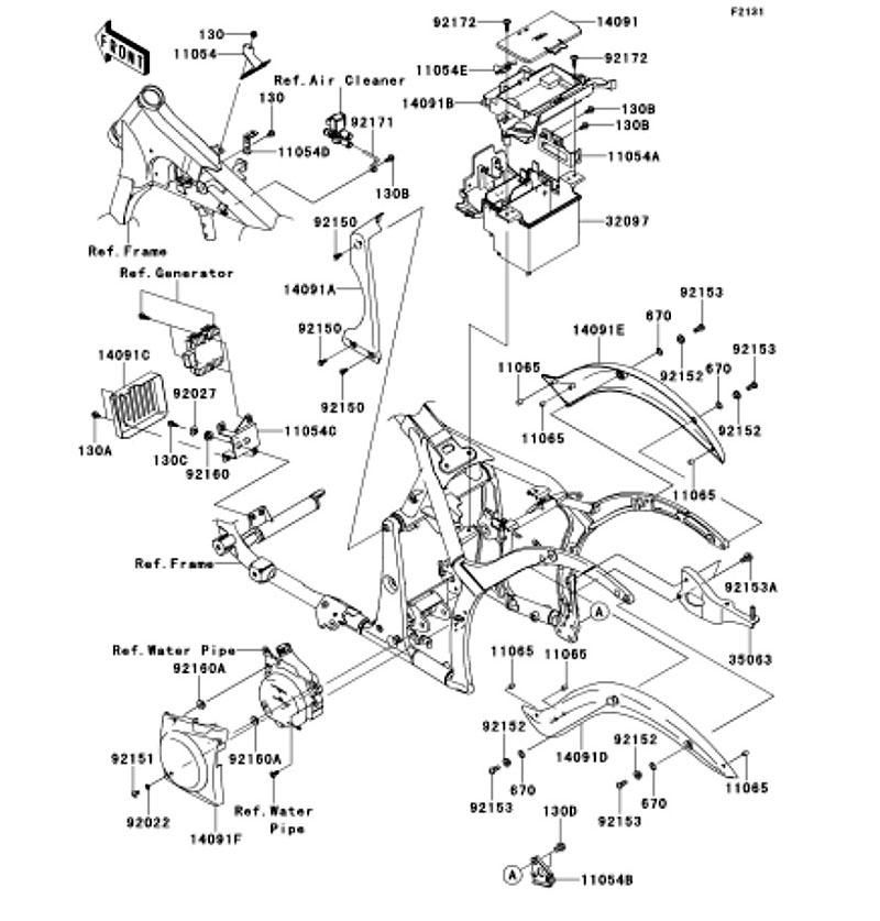 Kawasaki カワサキ 純正部品 35063-0342-18R ステー、マフラ、ブラック