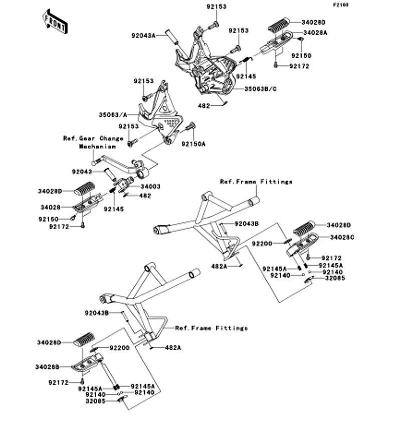 Kawasaki カワサキ 純正部品 35063-0709-458 ステー、ステップ、FR、LH、シルバー