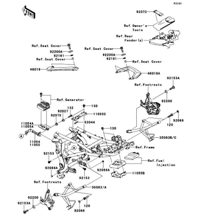 Kawasaki カワサキ 純正部品 35063-0728-18R ステー、ステップ、RR、LH、ブラック
