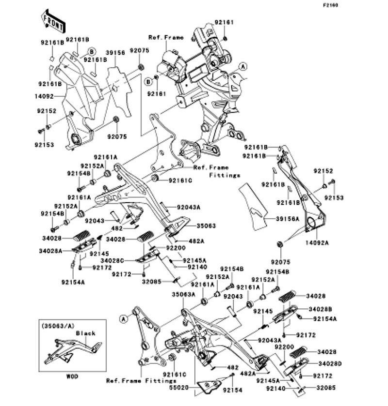 Kawasaki カワサキ 純正部品 35063-0872-18R ステー、ステップ、RH、ブラック