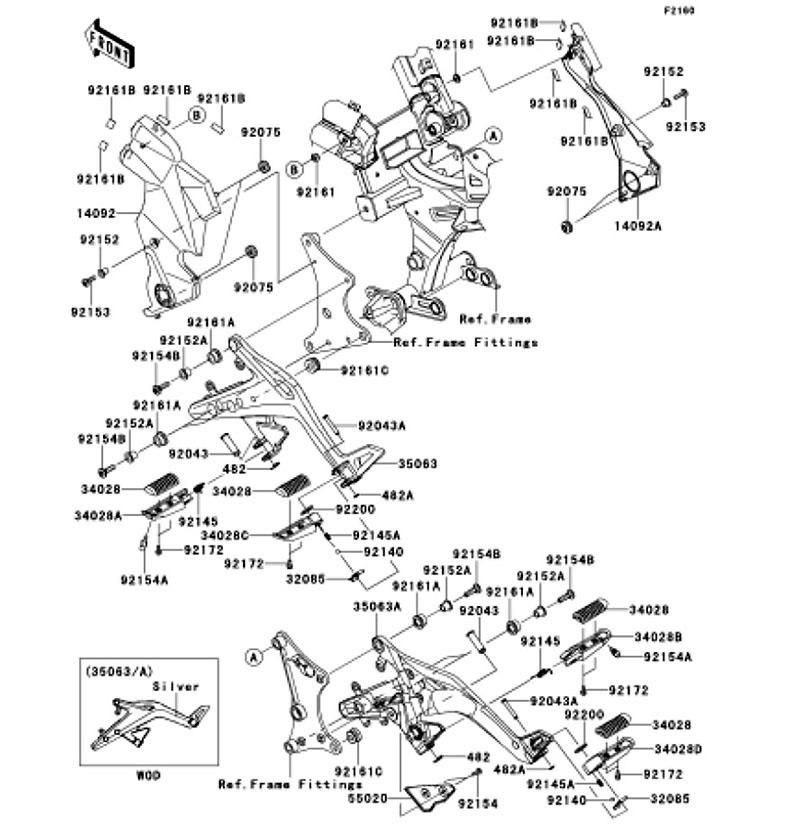 Kawasaki カワサキ 純正部品 35063-0872-458 ステー、ステップ、RH、シルバー