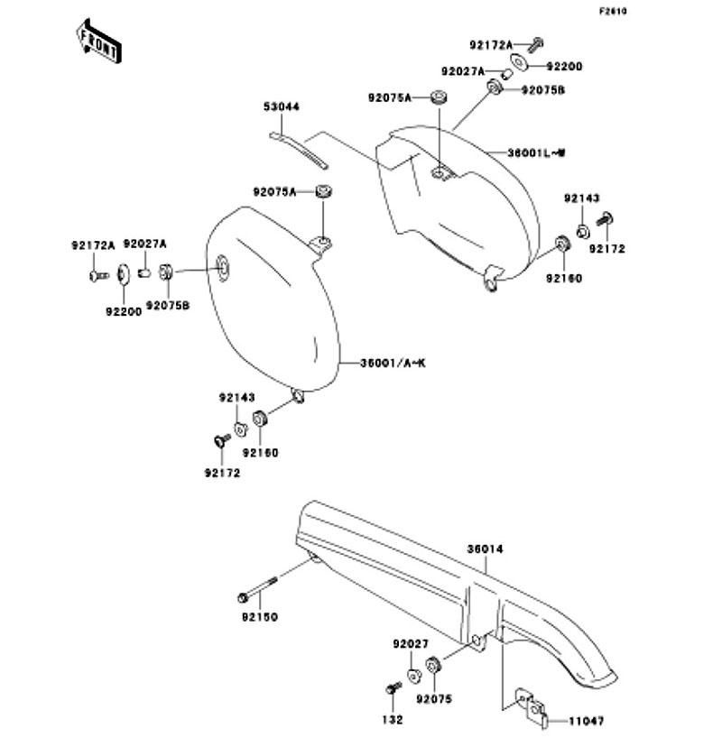 Kawasaki カワサキ 純正部品 36001-1484-25U カバー(サイド)、LH、ブルー